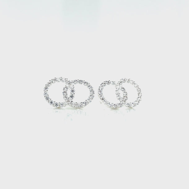 925 sterling silver and CZ Double Circle stud earrings