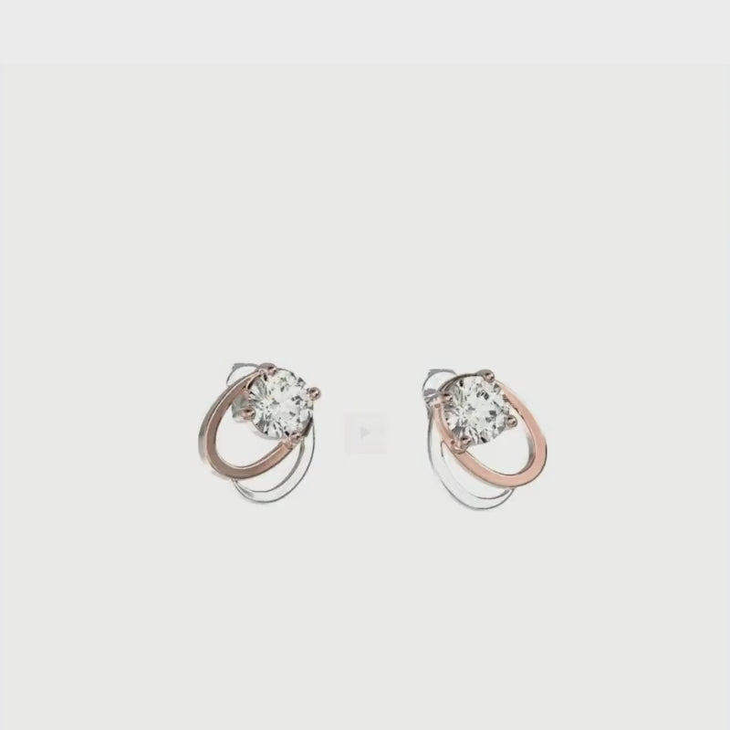 Rose Gold Oval Link Earrings 3D Example