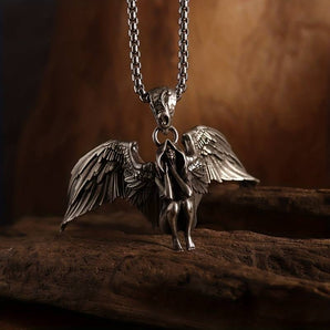 Spread Wings Sitting Angel Pendant Necklace