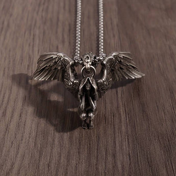 Spread Wings Sitting Angel Pendant Necklace